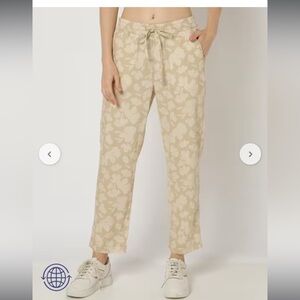 GAP Linen Blend Floral Pull-On Pants Beige Size M